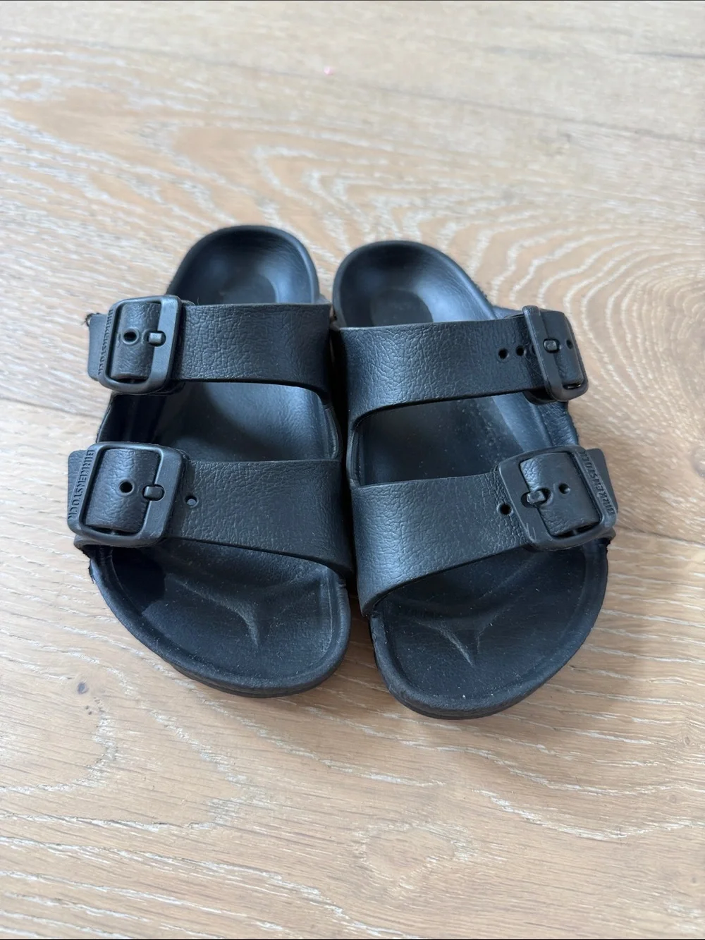Birkenstock EVA Kids size 26/8-8.5 Black Double-Buckle Slide Sandals